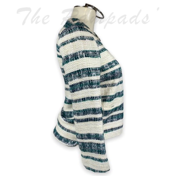 Zara Basic Striped Green, White Zip-up Blazer Size XS - Picture 4 of 12